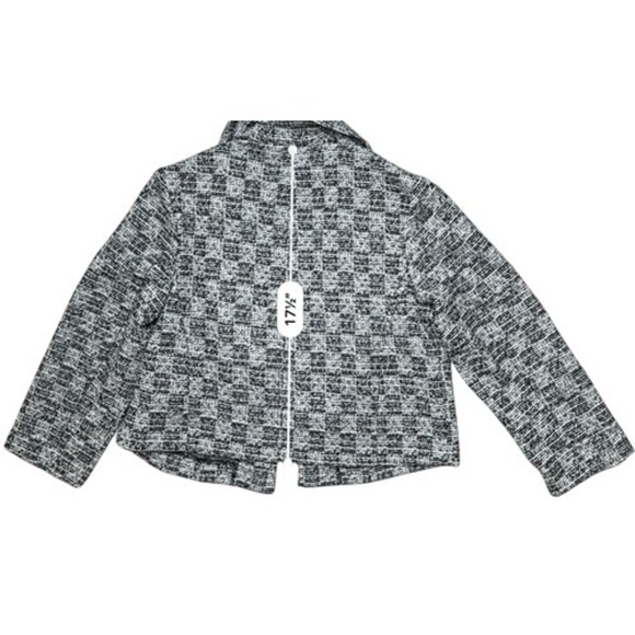 Shelby & Palmer Black White Tweed Open Front Blazer SMALL Jacket Career Washable - Picture 8 of 10